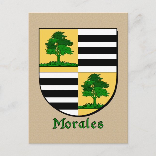 Carte Postale Bouclier héraldique de la famille Morales (Devant)