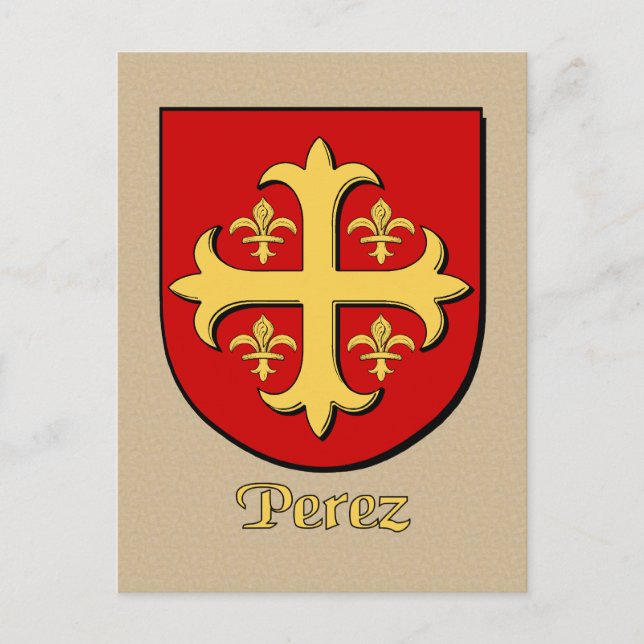 Carte Postale Bouclier héraldique de la famille Perez (Devant)