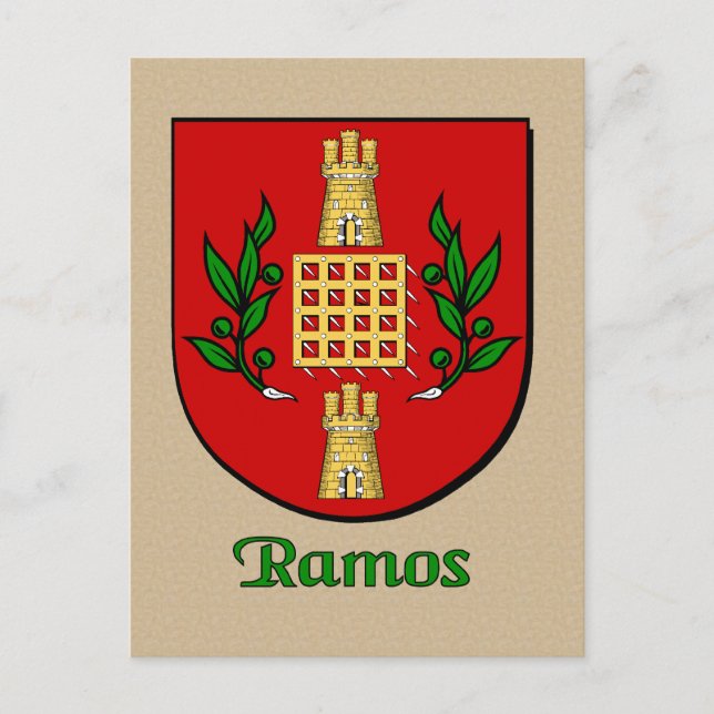 Carte Postale Bouclier héraldique de la famille Ramos (Devant)