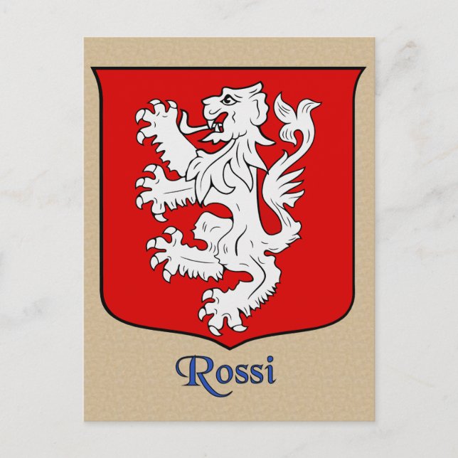 Carte Postale Bouclier héraldique de la famille Rossi (Devant)