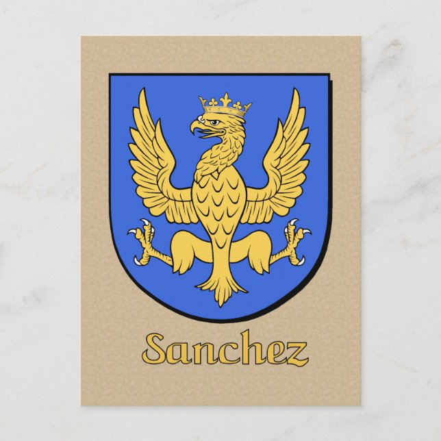 Carte Postale Bouclier héraldique de la famille Sanchez (Devant)