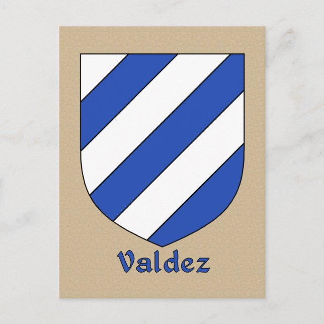 Carte Postale Bouclier héraldique de la famille Valdez (Devant)