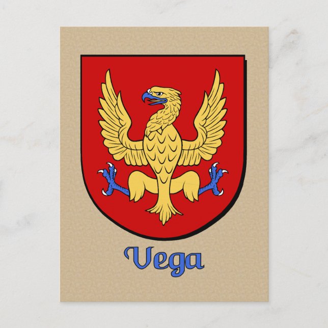 Carte Postale Bouclier héraldique de la famille Vega (Devant)
