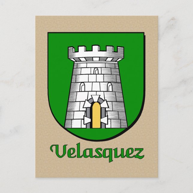 Carte Postale Bouclier héraldique de la famille Velasquez (Devant)