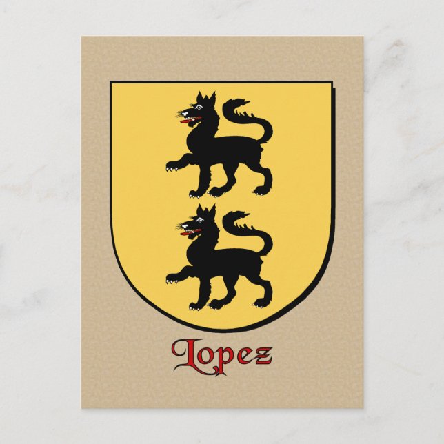 Carte Postale Bouclier héraldique Lopez (Devant)