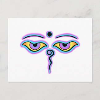 Carte Postale Bouddha bleu et violet Yeux.png