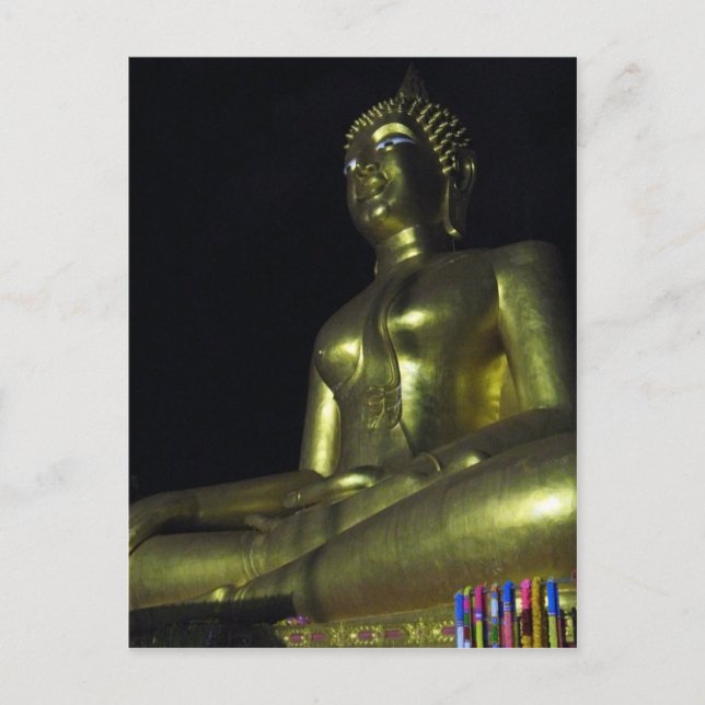 Carte Postale Bouddha d'or la nuit (Devant)
