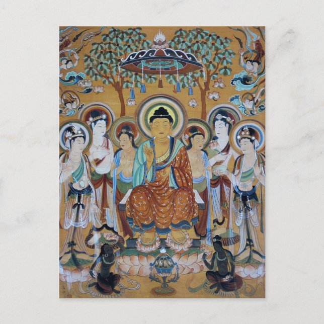 Carte Postale Bouddha et Bodhisattvas Dunhuang Mogao Caves Art (Devant)