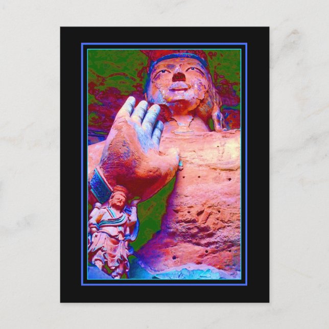 Carte Postale Bouddha géant dans les grottes de Yungang Chine (Devant)