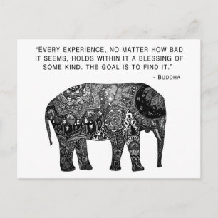 Carte Postale Bouddha Henné Sagesse Eléphant