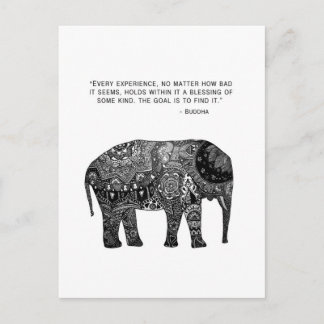 Carte Postale Bouddha Henné Sagesse Eléphant