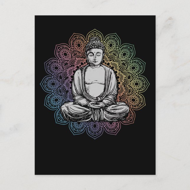 Carte Postale Bouddha Mandala Yoga Bouddhisme Spirituel (Devant)