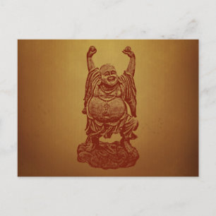 Carte Postale Bouddha riant (rouge foncé)