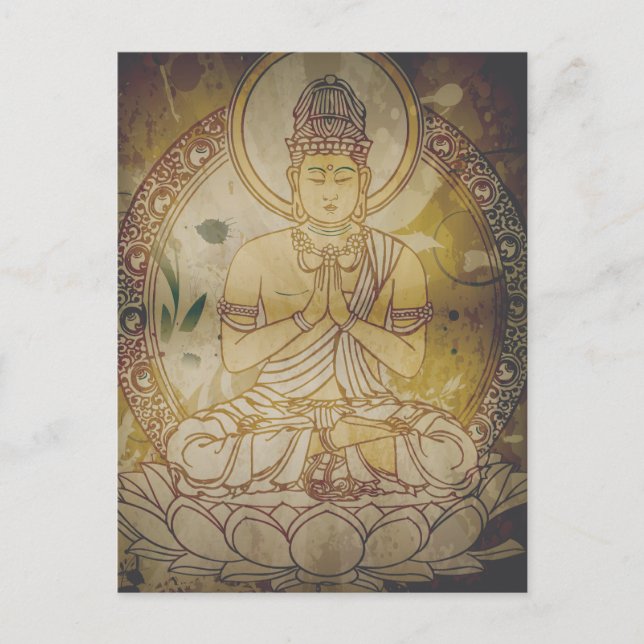 Carte Postale Bouddha vintage Grunge (Devant)