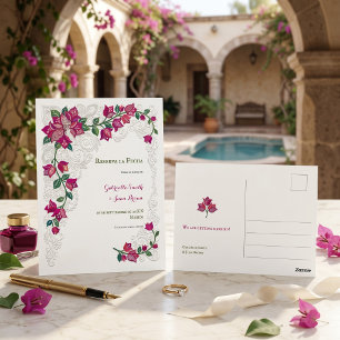 Carte Postale Bougainvillea Lace Art Nouveau Réserve la Date 