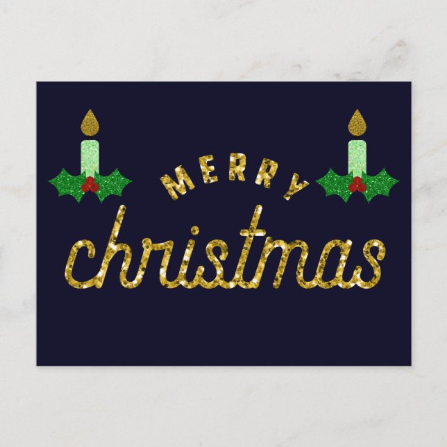 Carte Postale Bougie de Noël parties scintillant (Devant)