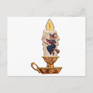 Carte Postale Bougie de Sorcière (Carte vintage d'Halloween)