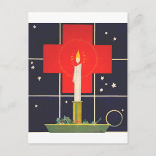 Carte Postale Bougie vintage avec le signe de la croix