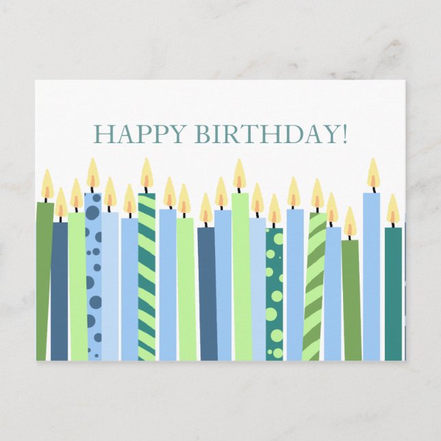 Carte Postale Bougies bleues et jaunes Boys Anniversaire (Devant)