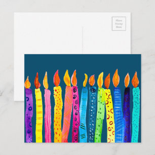 Carte Postale Bougies d'anniversaire à l'aquarelle
