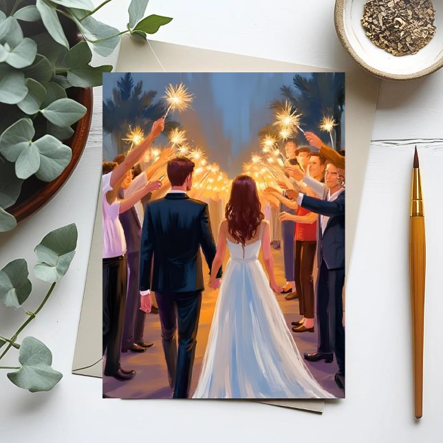 Carte Postale Bougies d'artifice de mariage | Mariage célébratio (Créateur téléchargé)