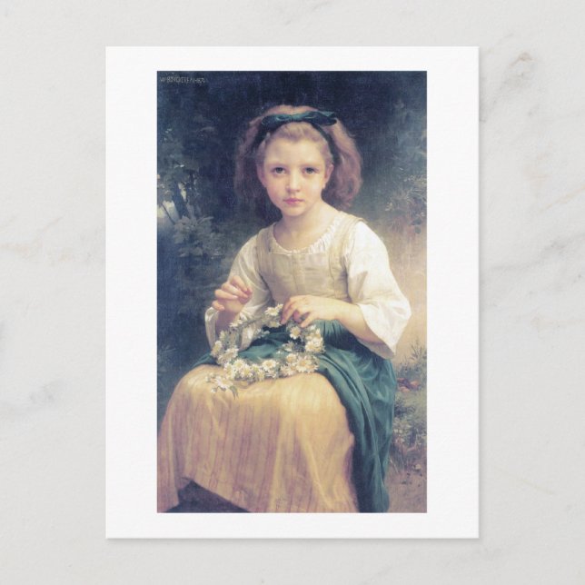 Carte Postale Bouguereau - Enfant Tressant une Couronne (Devant)