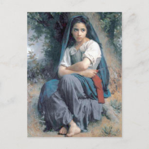 Carte Postale Bouguereau - La Petite Tricoteuse