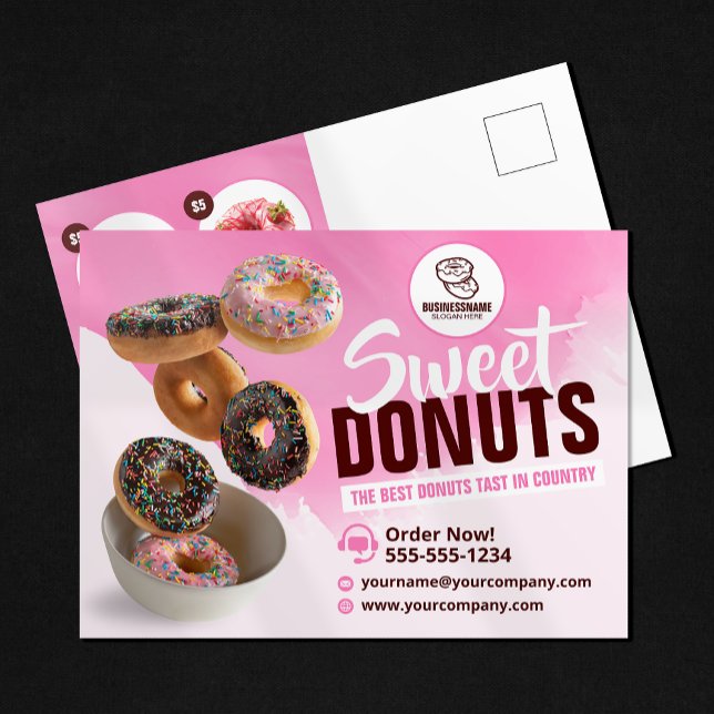 Carte Postale Boulangerie de beignets à l'oeil rose Boutique Tra (Créateur téléchargé)