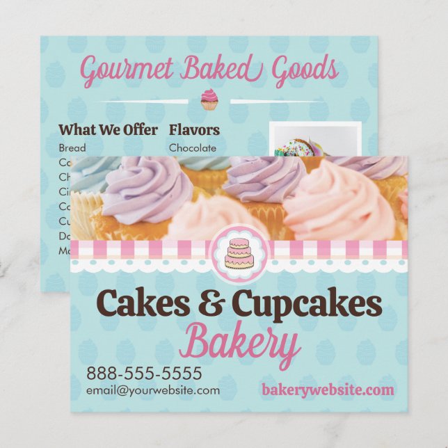 Carte Postale Boulangerie de gâteaux et cupcakes (Devant / Derrière)