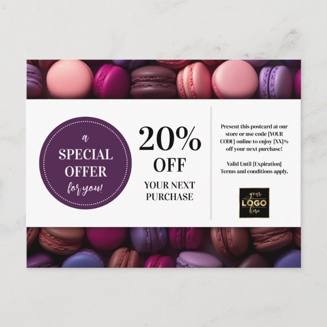 Carte Postale Boulangerie Macarons Boulangerie Coupon sur mesure (Devant)