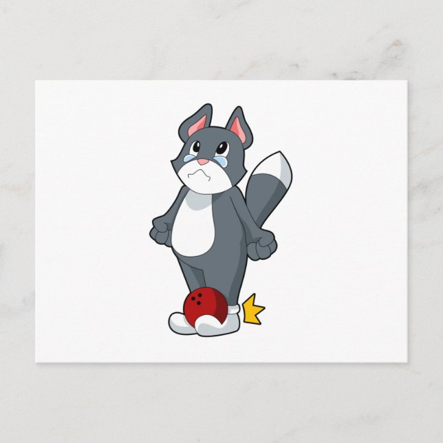 Carte Postale Boule de bowling de chat (Devant)