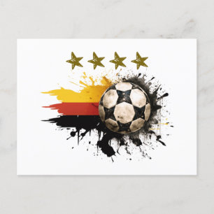 Carte Postale Boule de football avec drapeau allemand et quatre 