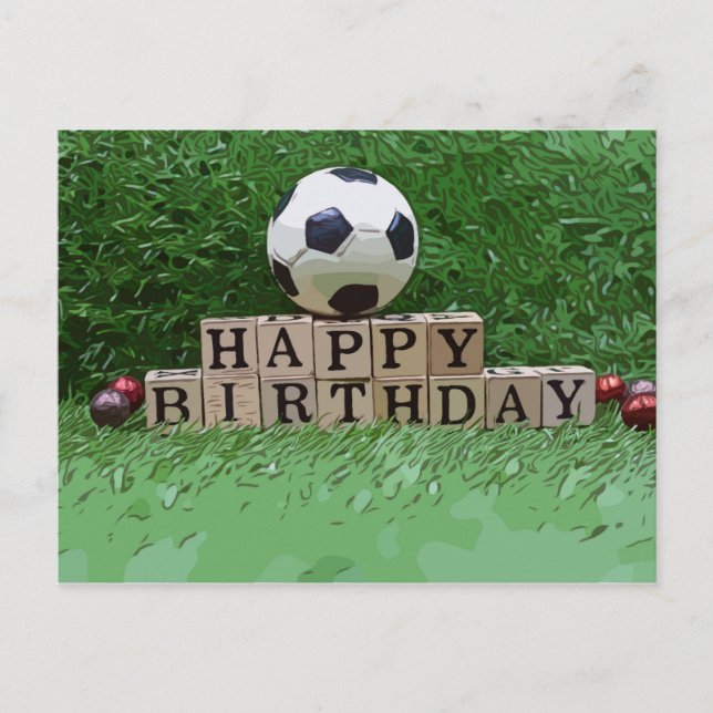 Carte Postale Boule de football avec Joyeux mot d'anniversaire s (Devant)