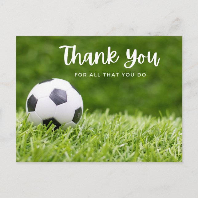 Carte Postale Boule de football avec merci tout ce que vous fait (Devant)