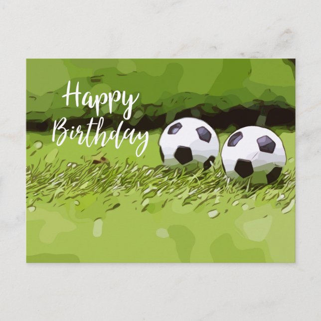 Carte Postale Boule de football avec mot Joyeux anniversaire sur (Devant)