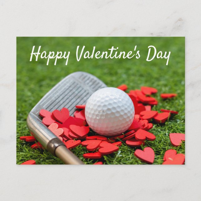 Carte Postale Boule de golf avec coeur rouge pour la Saint-Valen (Devant)