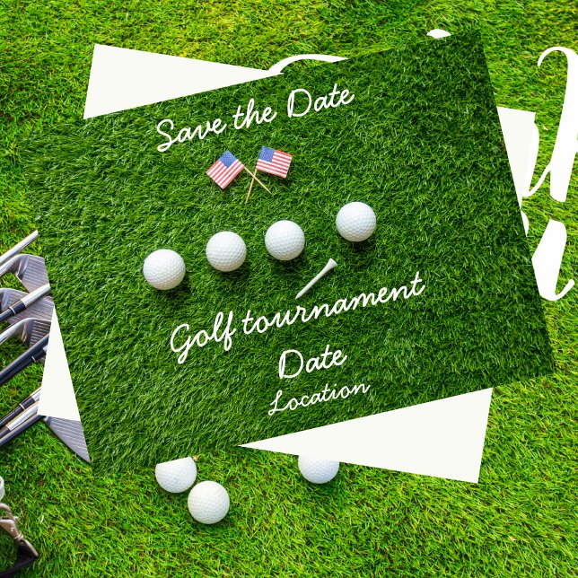 Carte Postale Boule de golf avec drapeau d'Amérique sur herbe ve (Créateur téléchargé)