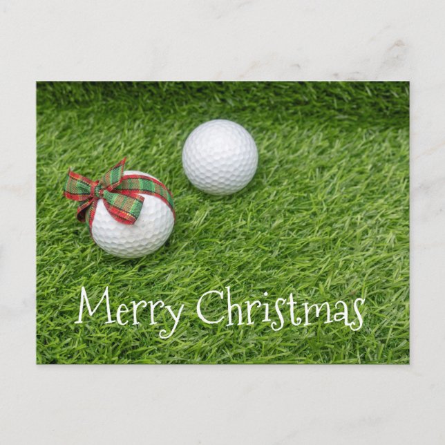 Carte Postale Boule de golf avec ruban de Noël à Noël (Devant)