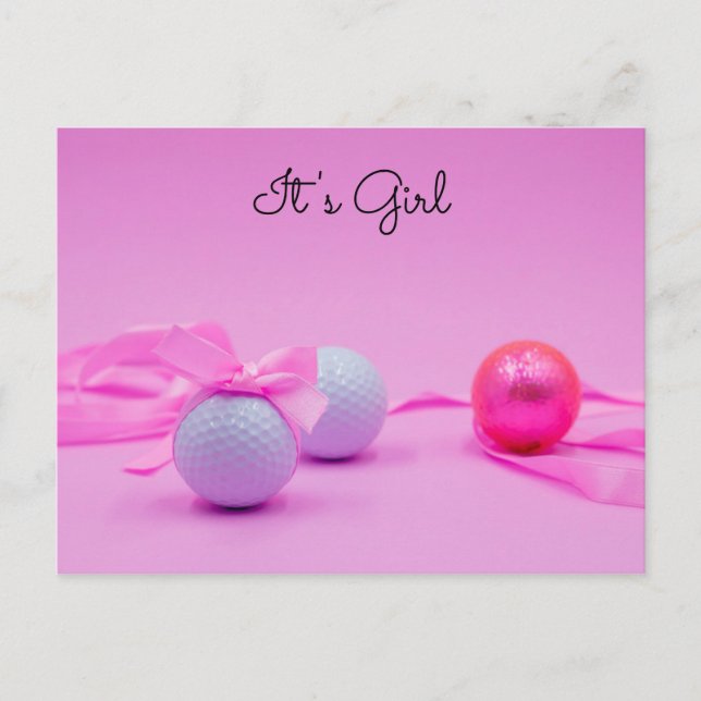 Carte Postale Boule de golf avec ruban rose sur arrière - plan r (Devant)