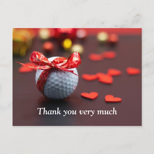 Carte Postale Boule de golf avec ruban rouge avec amour coeur ro (Devant)