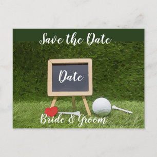 Carte Postale Boule de golf avec tableau noir enregistrer la dat