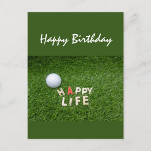 Carte Postale Boule de golf sur l'herbe verte voeux d'anniversai