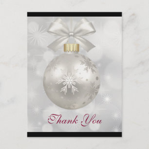Carte Postale Boule de Noël argentée élégante pour un remercieme