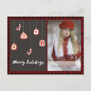 Carte Postale Boule de Noël en papier plaid de Buffalo pour le n