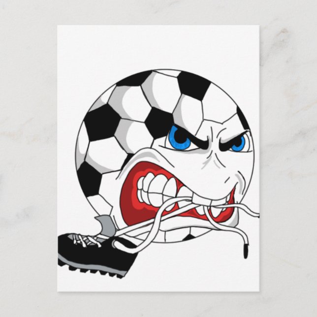Carte Postale Boule de soccer en colère (Devant)