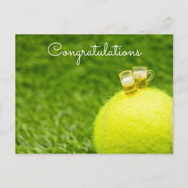 Carte Postale Boule de tennis avec verre de bière Félicitations (Devant)