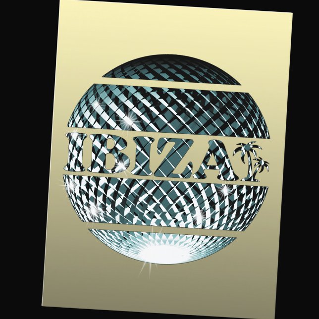 Carte Postale Boule disco Ibiza en bleu platine (Créateur téléchargé)