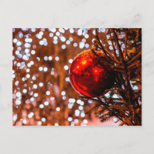 Carte Postale Boule Rouge, Lumières Éclairantes Blanches
