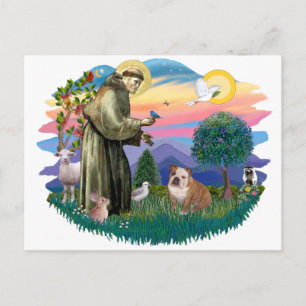 Carte Postale Bouledogue anglais (blanc marron)