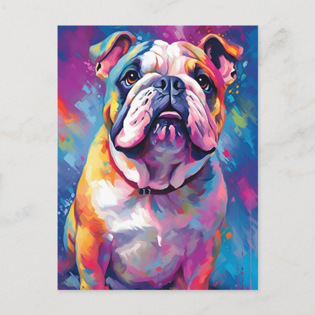 Carte Postale Bouledogue Coloré (Devant)